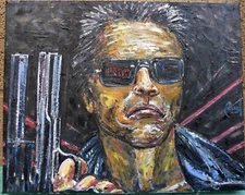 THE TERMINATOR new oil painting canvas Arnold original art 8x10 signed Crowell 