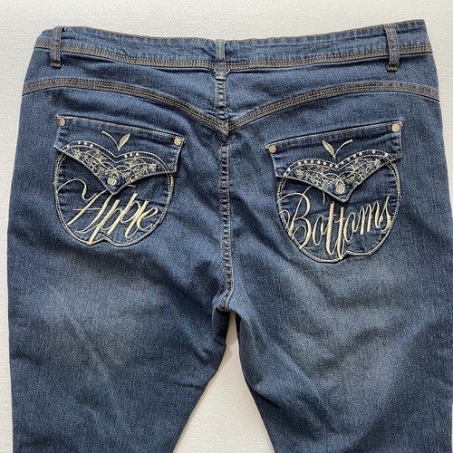Vintage Apple Bottom Jeans Size 18 Blue Embroidered Bedazzled Y2k 90s Nelly