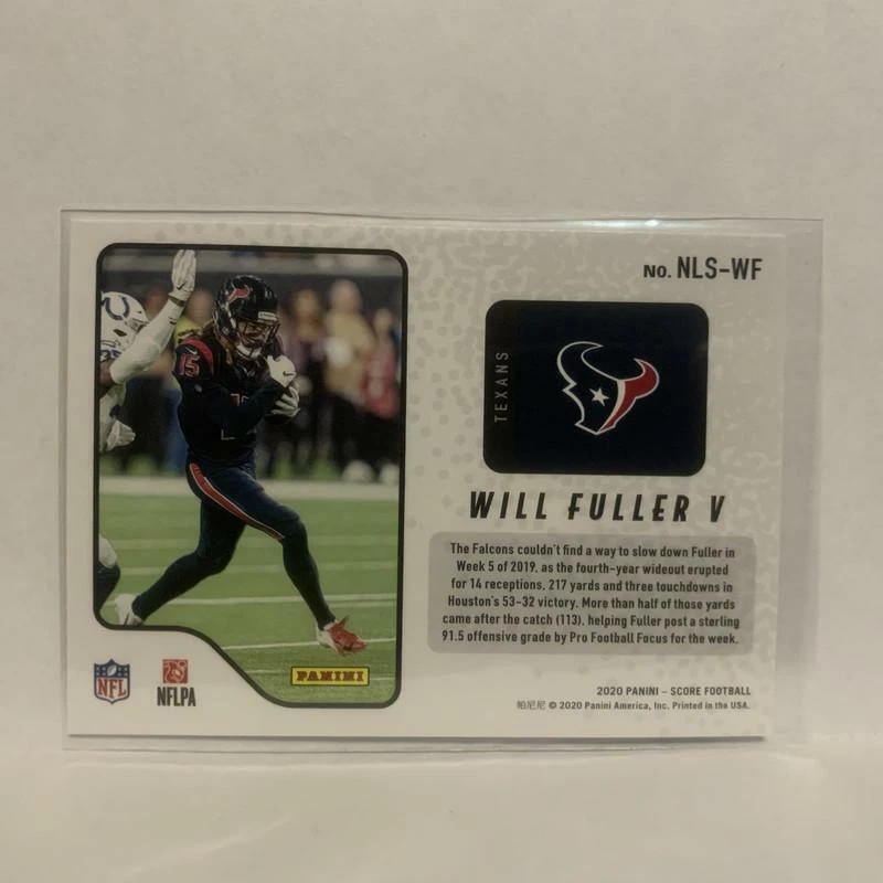 NLS-WF Will Fuller V Next Level Stats Houston Texans 2020 Score Football Card LP - Image 2 of 2