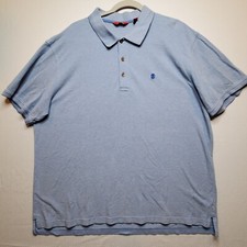 IZOD Mens Polo Shirt XXL Blue Short Sleeve Split Hem Embroidered Logo Cotton