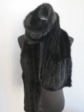 Braid real mink fur  scarf  178*16 cm black neck wrap handmade unisex gift cape