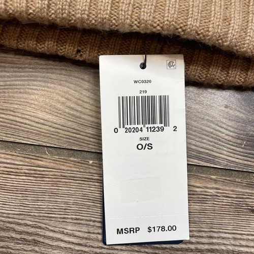 Polo Ralph Lauren Cable-Knit 100% Cashmere Pom Beanie Hat Camel Tan NWT $178 - Imagen 4 de 7