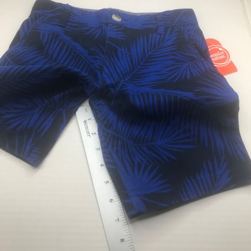 Wonder Nation Boy's Size 8 Adjustable Waist Flat Front Short Blue Palm Leaf New - Picture 9 of 12
