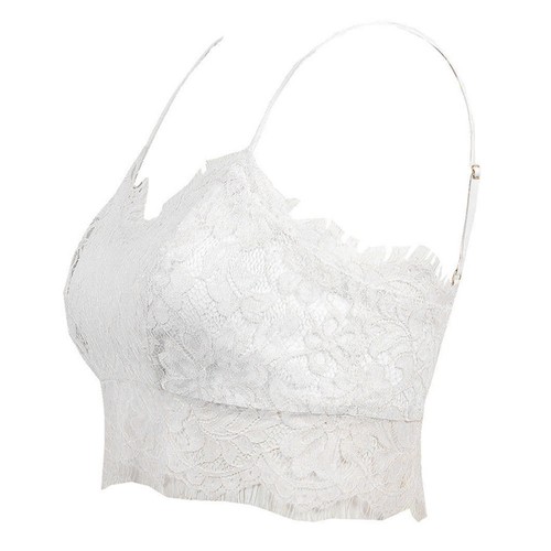 New Womens Lace Top Bralet Eyelash Vest Strappy Party Crop Bra Black - Picture 5 of 13