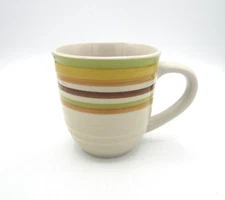 Emerald Tan with Earthtones Horizonal Stripes 12 oz Coffee Tea Mug (383)