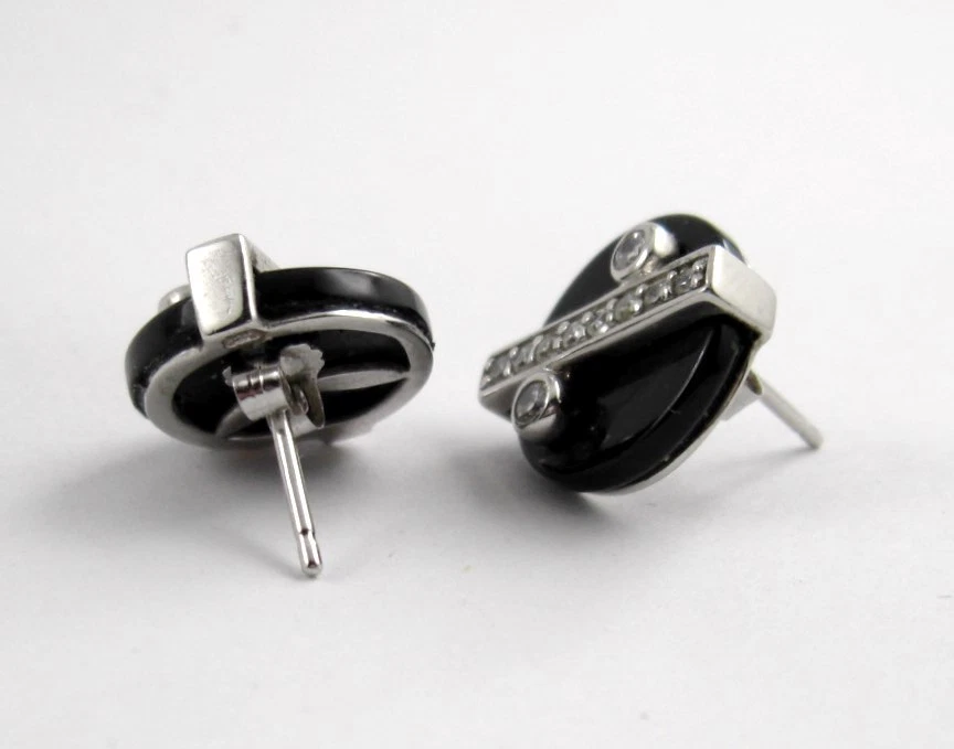 N82 VERO ARGENTO 925 onice orecchini chiusura a Farfalla Punto di DASH design - Immagine 2 di 2