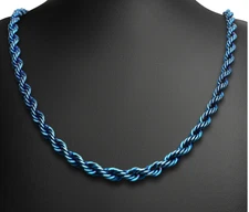 Blue Stainless Steel 4mm Solid Rope Necklace / Chain 9