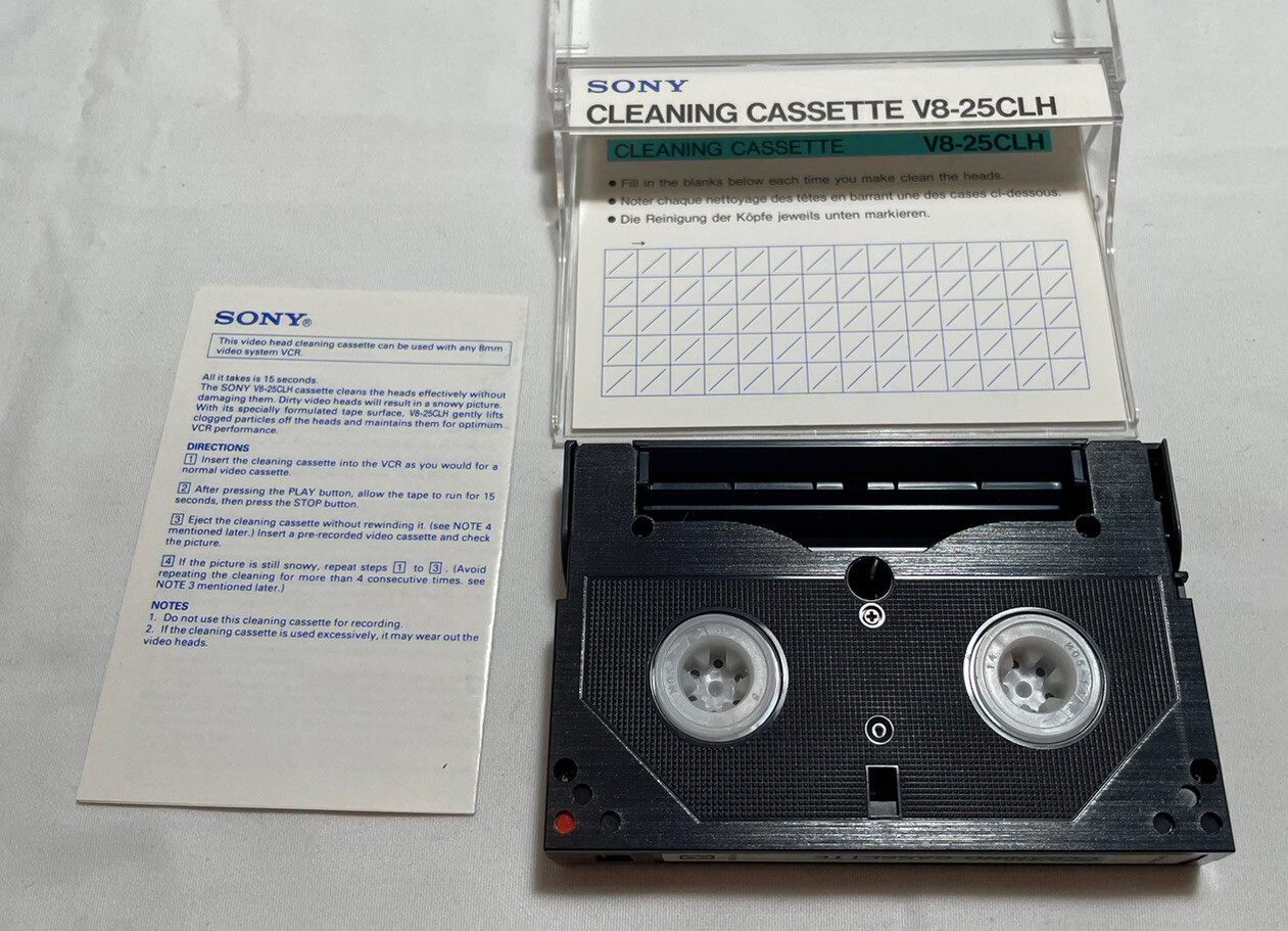 Sony V825CLH Video 8mm / Hi8 & Digital 8 Camcorder Head Cleaner Tape