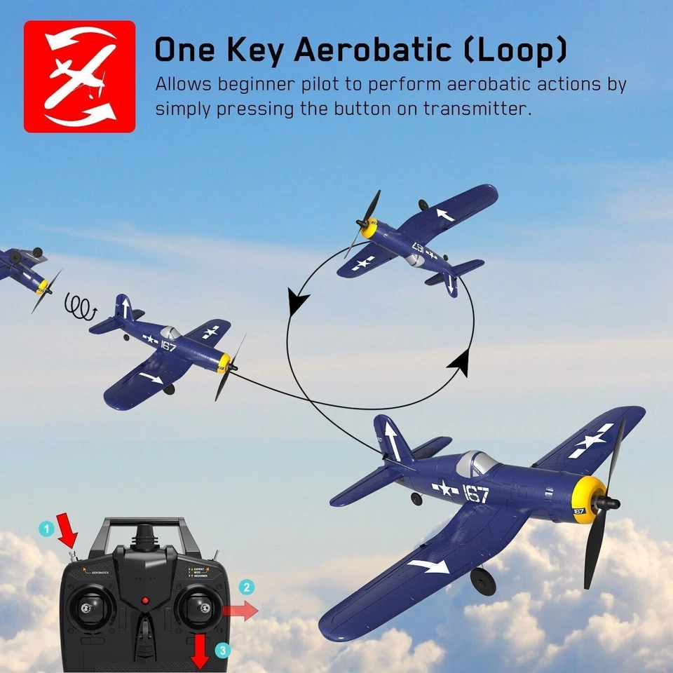 2.4G Volantex F4U Corsair 400 Ready To Fly 4CH RC Plane + Flight Stabilisation - Image 4 of 4