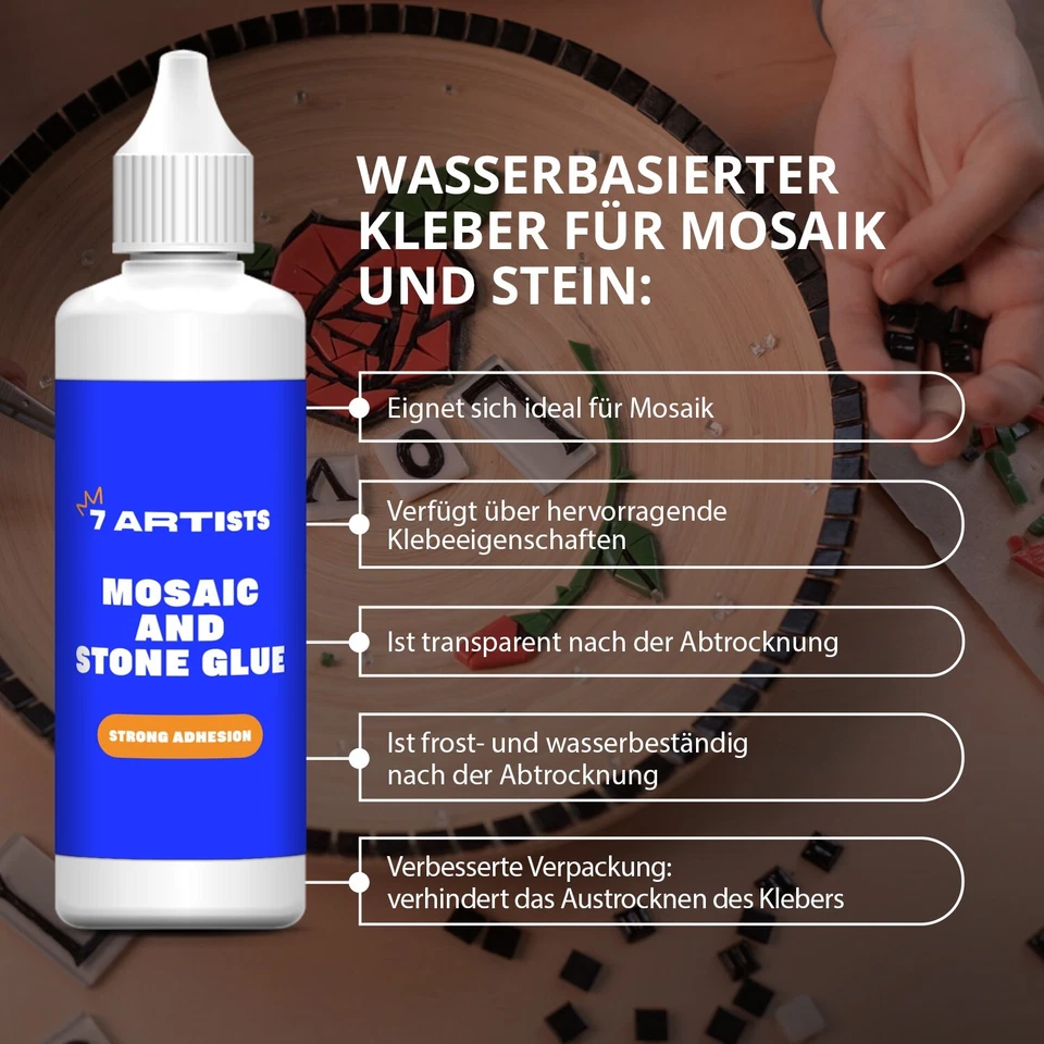 7 Artists Mosaiksteine Kleber, pulverförmiger Mosaik Kleber 80 ml - Bild 2 von 4