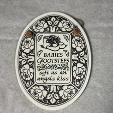 Trinity Pottery Oval Plaque Handcrafted Made in USA Stoneware Wall Art Babies