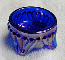INDIVIDUAL SALT CELLAR /SALT DIP CAPRICE COBALT BLUE CARNIVAL BY MOSSER