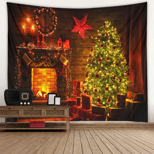 Christmas Wall Tapestry Xmas Tree Pattern Tapestries Wall Hanging Home Decor - Picture 19 of 29