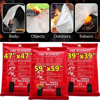 FIRE BLANKET Fiberglass Emergency Home Retardant Prepared 59''x59'' 47''x47  39''