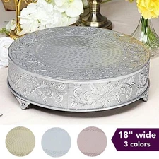 18" wide Round Floral Embossed Cake Stand Dessert Holder Wedding Centerpieces
