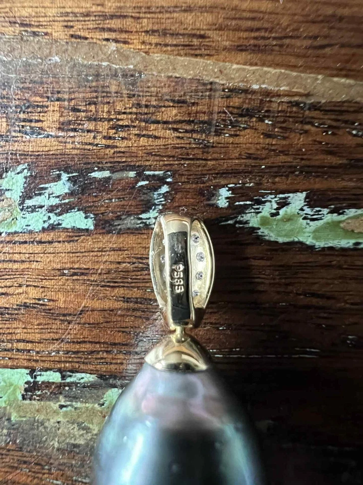 Perlfekt QVC  Anhänger Tahitiperle m. Brillianten -Fassung 14K Gold 585-wie neu  - Bild 2 von 4