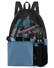 Swim Bag Beach Backpack with Wet Pocket Mesh Drawstring Bags for Swimming