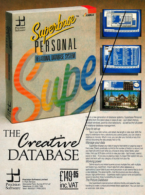 1986 Superbase Personal Print Ad Amiga Commodore Precision Software Vintage 80's