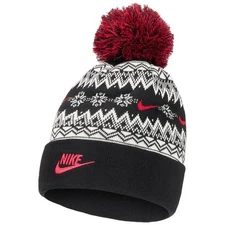 Nike Peak Fair Isle Beanie Bobble Hat - One Size Adults Unisex - HF0188 010