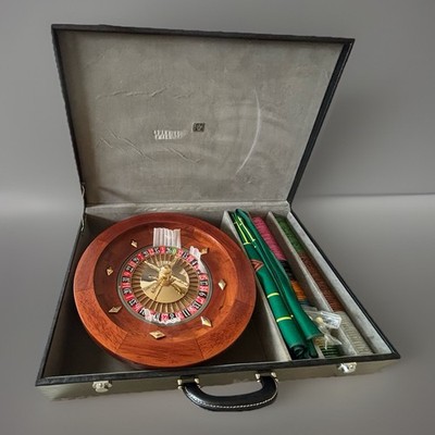 DAL NEGRO Roulette Casinò Set Hand Made Wood Wheel Lucite Gaming Chips  Italy