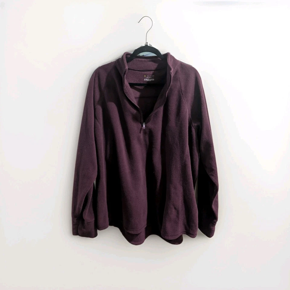 Tek Gear Sweatshirt Womens Sz 3X Fleece Maroon Long Sleeve Pull Over 1/4 Zip  - Image 3 of 4