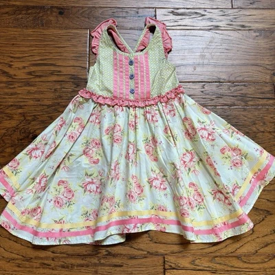 Matilda Jane Sz 6 Happy and Free Heat Wave Dress Floral Sundress Smocked Easter - Image 1 of 4
