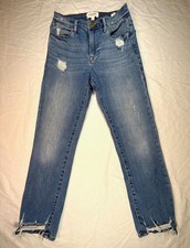 Frame Le High Straight Blue Jeans Women's Size 26 Mid Rise Distressed Denim