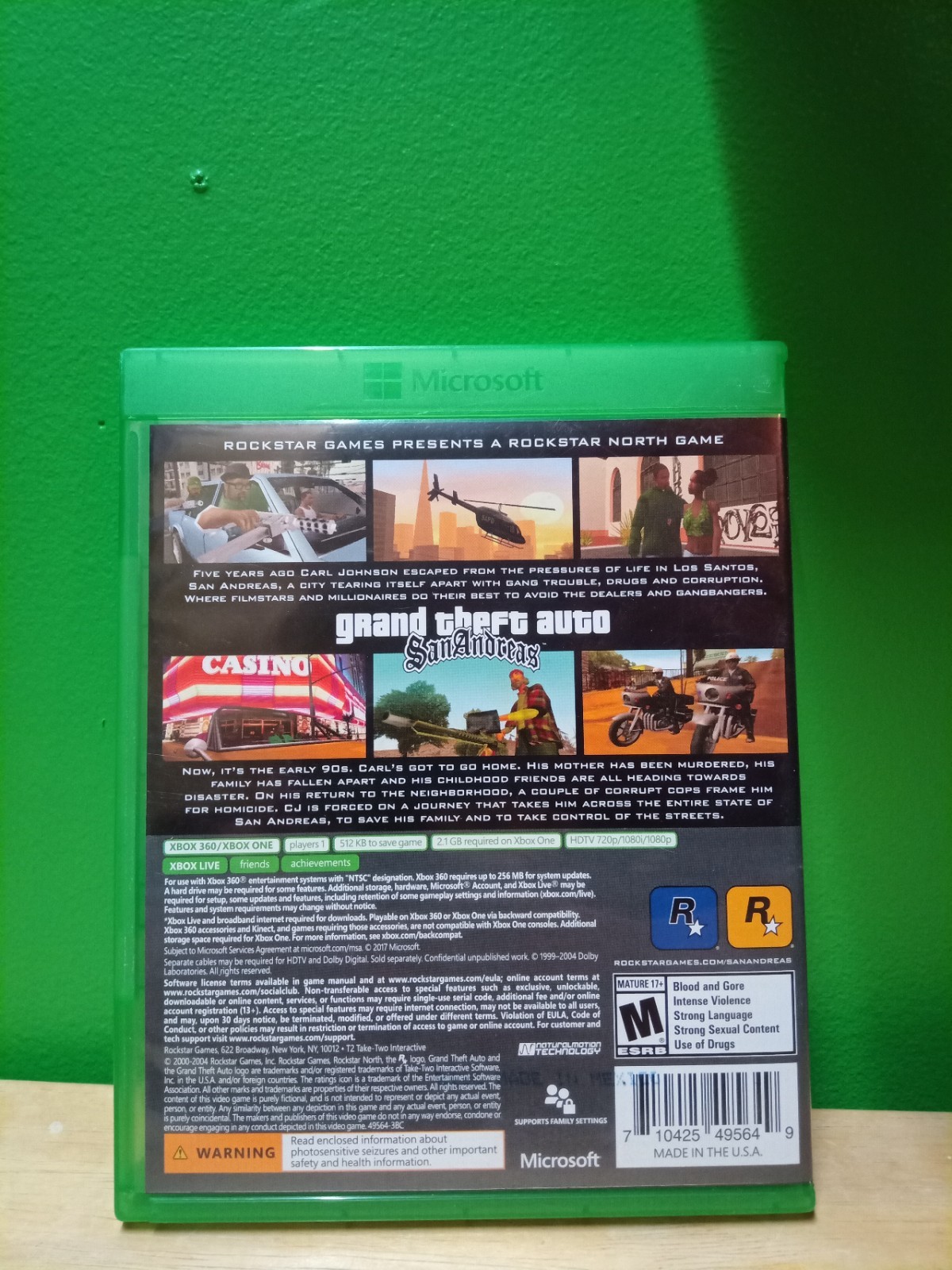 Grand Theft Auto San Andreas for Xbox One Xbox 360, Complete W/MAP