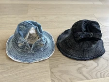 Kapital Old Man and Sea Crash Damage Hat 11.5oz Denim - Black / Light Wash