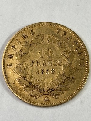 1858 France 10 Francs GOLD (.09335 oz AGW) Napoleon III Coin EXACT COIN