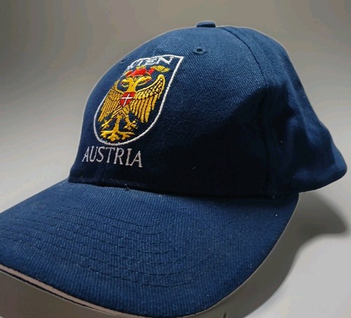 Austria Wien Blue/White Embroidered Vienna Crest Baseball Style Hat Adjustable - Picture 2 of 11