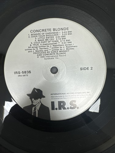 Orig. Concrete Blonde Self-Titled GSP Promo Vinyl LP IRS Records 1986 w/insert - Picture 12 of 16