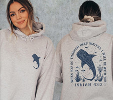 Christian Whale Shark, Bible Verse Hoodie Sweatshirt, Ocean Faith Hoodie Unisex