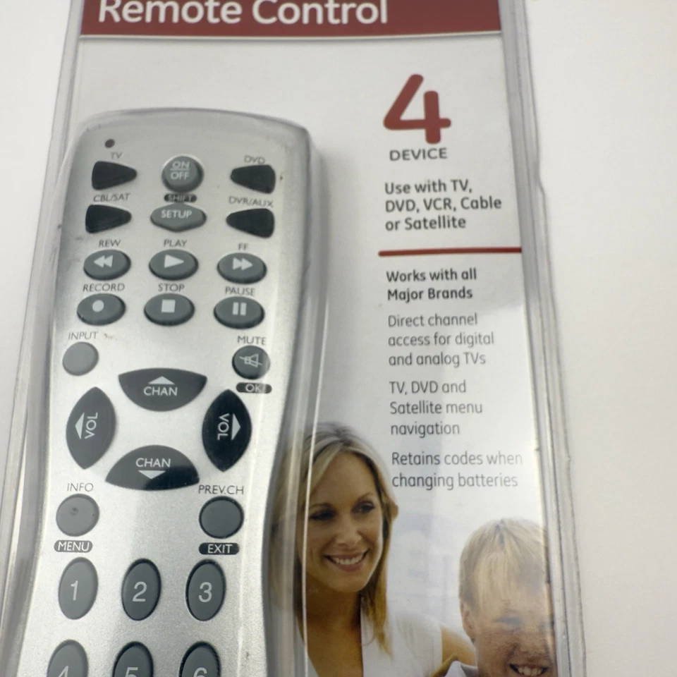 GE 4 Device Universal Remote Control 24938 Silver Works 325 Brands NEW Sealed - Image 2 of 4