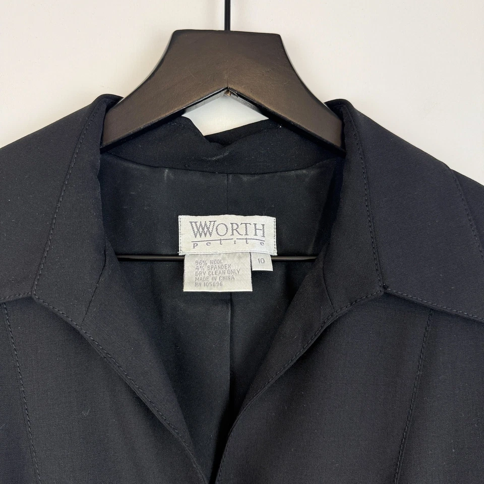 Vestido Midi WORTH Luxury Preto Mescla de Lã com Cinto - Tamanho 10P Pequeno - Imagem 4 de 4