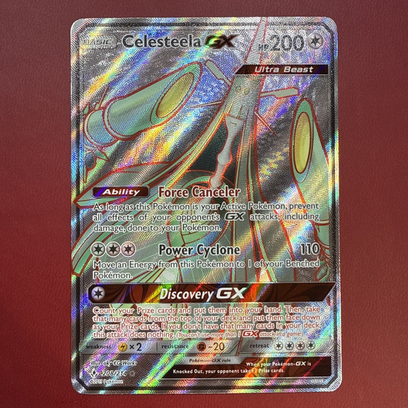 Pokemon Celesteela GX (Full Art) Ultra Rare SM - Unbroken Bonds 208/214 - NM