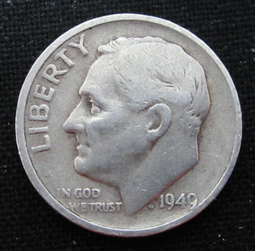 1949 S San Francisco Roosevelt Dime - 90% Silver - Circulated - Actual Coin I102