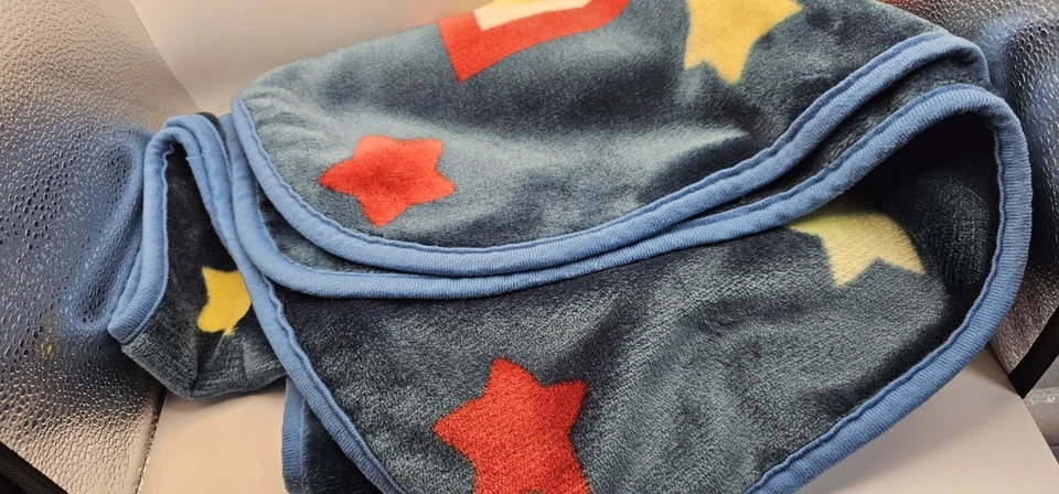 Oso de peluche Jean azul vintage felpa polar bebé manta tiro conejito panda Foto 2 de 4