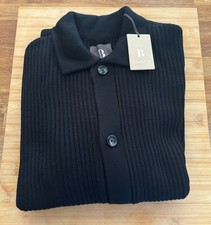 Mens Boggi Milano Merino Wool Knit Cardigan-Black-Brand New, Was £299! Not Worn!