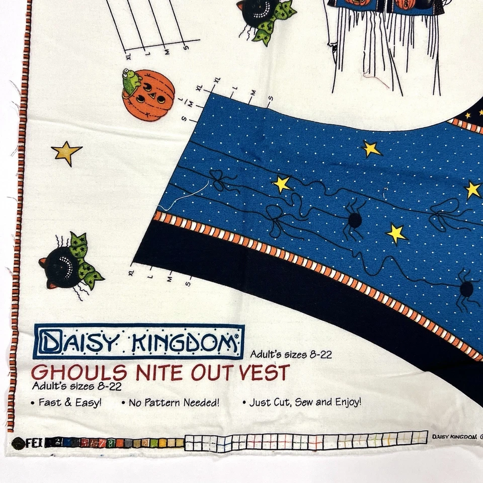 VTG Halloween Ghouls Nite Out Vest Cut & Sew Fabric Size 8-22 Size DAISY KINGDOM - Image 4 of 4