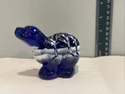 VINTAGE FENTON ART GLASS CANAAN VALLEY POLAR BEAR FIGURINE COBALT BLUE