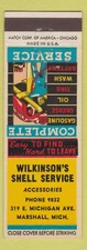 Matchbook Cover - Wilkerson's Shell oil gas Marshall MI