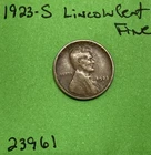 1923 S Lincoln Wheat Cent / Penny 1c Fine See Pictures