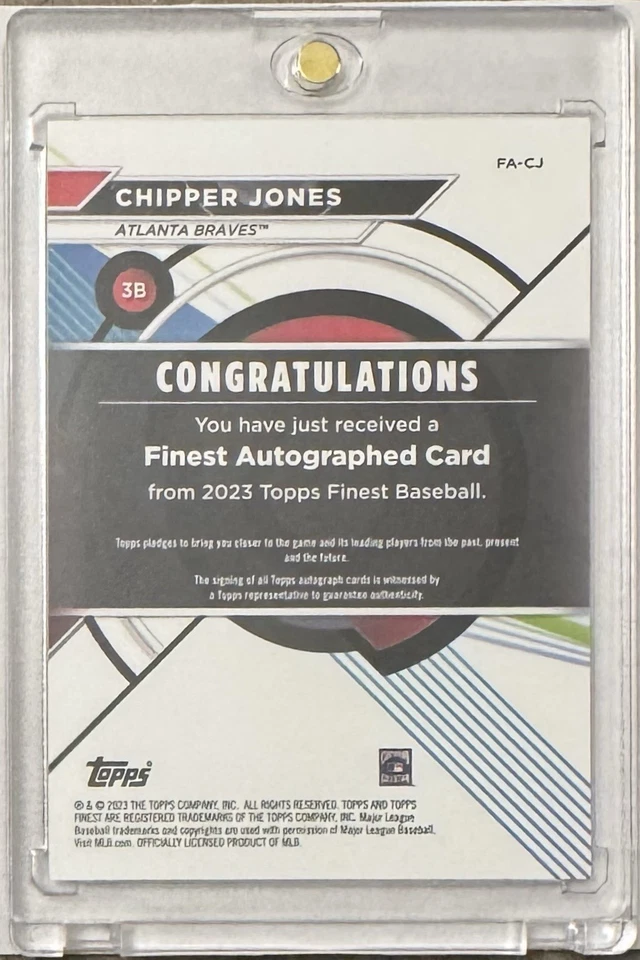2023 Topps Finest Chipper Jones Auto Certified Autograph Baseball Card FA-CJ - Image 2 of 2