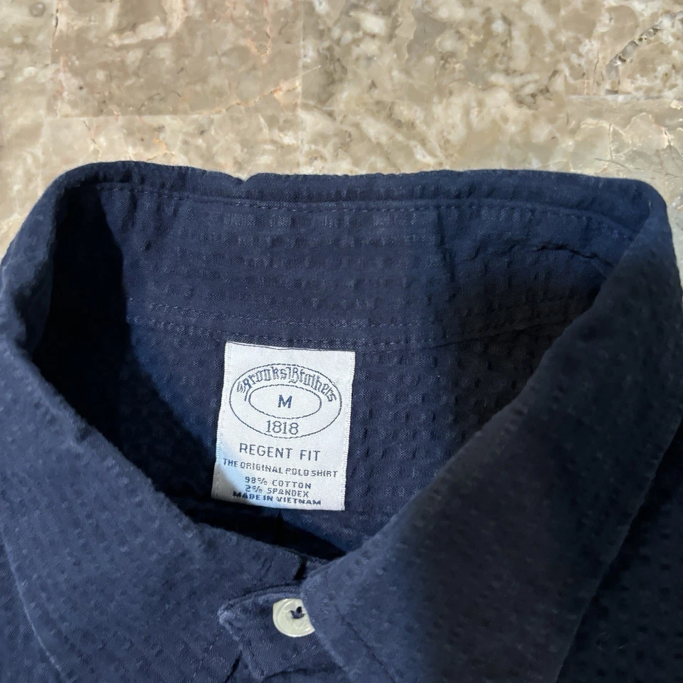 Brooks Brothers Shirt Mens Medium Blue Seersucker Long Sleeve Regent Cotton - Image 3 of 4