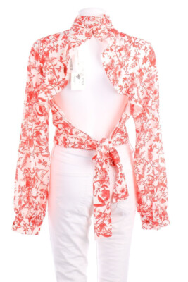 IN THE STYLE Blouse Cropped Deep Back Cutout UK 14 = D 40 red shades NEW