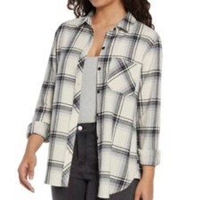 GAP Womens Soft Cotton Relaxed Fit Button Up Flannel Shirt Deema Plaid Size XL