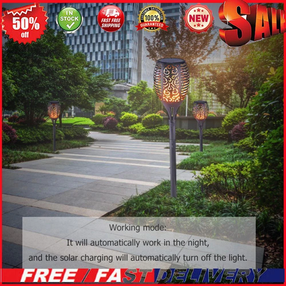 Outdoor Garden Solar Flame Light Waterproof LED Torch Lamp for
