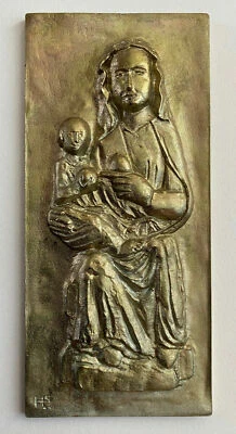 Maria mit Jesuskind. Metall-Relief: 5,4x11,8 cm. Papst Benedikt XVI. Mariazell. - Bild 1 von 3