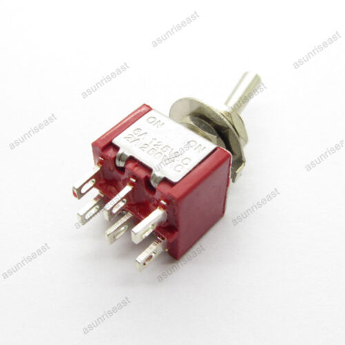 5×Mini Toggle Switch DPDT 2 Position ON-ON 6-PIN 250V 2A 125V 6A Red MTS-202 - Picture 3 of 4